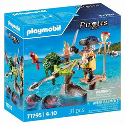 PLAYMOBIL 71795 Piraat met kruisboog en vis om te richten, 31 onderdelen, vanaf 4 jaar