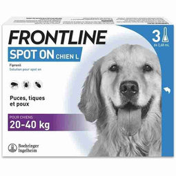 FRONTLINE 3 SPOT ON Antiparasitaire Pipetten voor Honden - 20-40 kg - Vlooien, teken, luizen
