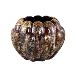 PTMD Divinder Bronze Ceramic Ribbed Pot Round L