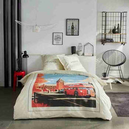 Beddengoedset - TODAY - JAVA - 2 personen - 240x220 cm - Katoen - London print - Off-white
