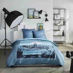 Beddengoedset - TODAY - JAVA - 2 personen - 240x220 cm - Katoen - New York print - Blauw