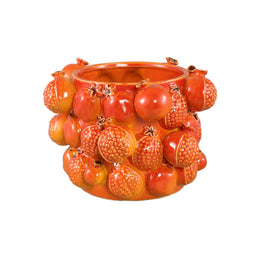 PTMD Bauer Orange Ceramic Round Pomegranate Pot Large