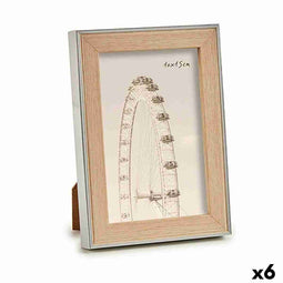 Fotolijsten GiftDecor WPC1920MS-1 Bruin Zilverkleurig Natuurlijk Glas Polypropyleen (6 Stuks)