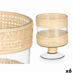 Kaarshouder GiftDecor SG-29685 Transparant Natuurlijk Glas Rotan 15 x 20 x 15 cm (6 Stuks)