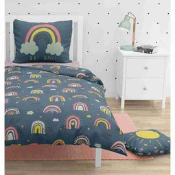 ROUPILLON Regenboog dekbedset - 2 stuks - 140 x 200 - 100% Katoen - Nacht