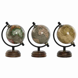 Wereldbol Home ESPRIT Groen Beige Vintage 10 x 8 x 14 cm (3 Stuks)