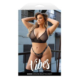 Ondergoed Set Fantasy Lingerie Zwart (Queen size)