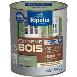 RIPOLIN Verf voor hout binnen en buiten - Olijfgroen Ral 6021 satijn, 2,5L