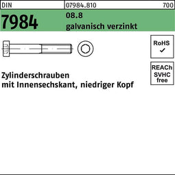 DIN 7984 Zylinderkopf-Schaftschraube M8x55 Stahl 8.8 galvanisch verzinkt Innensechskant-1 Für eine größere Ansicht das Produktbild anklicken. DIN 7984 Zylinderkopf-Schaftschraube M8x55 Stahl 8.8 galvanisch verzinkt Innensechskant