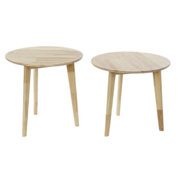 Set van 2 tafels DKD Home Decor Wit Natuurlijk Rubberwood 50 x 50 x 49,5 cm