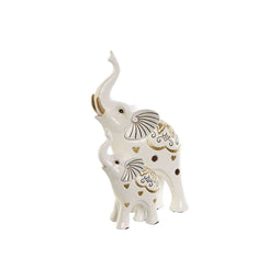 Decoratieve figuren Home ESPRIT Wit Gouden Olifant Romantiek 11 x 8 x 19 cm