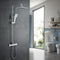 Regendouche met thermostaat, doucheset met 81-117cm roestvrij staal, instelbare douchestangen, douche-armatuurset met vierkante douchekop en handdouche, chroom