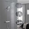 Regendouche met thermostaat, doucheset met 81-117cm roestvrij staal, instelbare douchestangen, douche-armatuurset met vierkante douchekop en handdouche, chroom