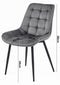 Eetkamerstoel BERA - donkergrijs - fluweel - 88x54x60 cm