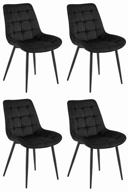 Eetkamerstoel BERA - 4 stuks - zwart - fluwelen zitting