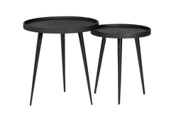 Bijzettafel Set van 2 Zwart Mangohout
