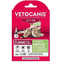 VETOCANIS Anti-vlooien en anti-teken pipetten Duo - 2 pipetten voor 5 weken bescherming - Voor ka...