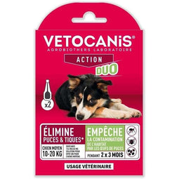 VETOCANIS Anti-vlooien en anti-teken Duo Spot on - 2 pipetten - Efficiëntie 7 weken - Voor middel...