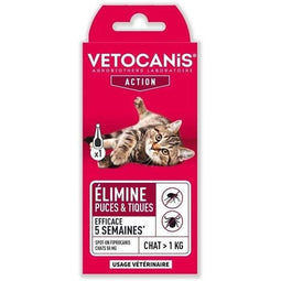 VETOCANIS pipetvlek op Fipronil, anti-vlo en anti-teken - voor Cat