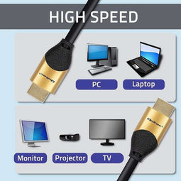 Qoltec 50354 HDMI v2.1-kabel Ultrahoge snelheid 8K | 60Hz | 30AWG | GOUD | 1m