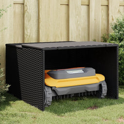 Garage voor robotmaaier 86x90x52/57 cm poly rattan zwart