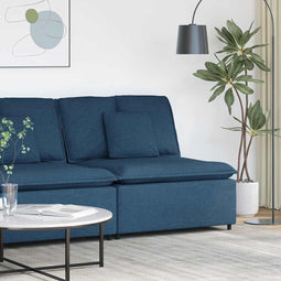 Modulaire bank middenmodule met kussens 100 cm blauw