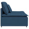 Modulaire bank middenmodule met kussens 100 cm blauw