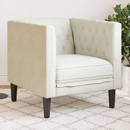 Fauteuil Chesterfield-stijl fluweel crmekleurig