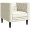 Fauteuil Chesterfield-stijl fluweel crmekleurig