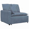 Modulaire bank Armleuning eindmodule met kussens 100 cm blauw