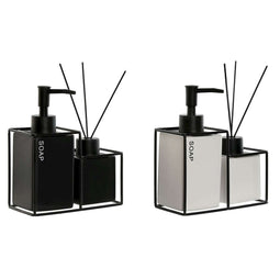 Badset Home ESPRIT Wit Zwart Metaal Dolomite 14,5 x 8 x 17 cm 2 Onderdelen (2 Stuks)
