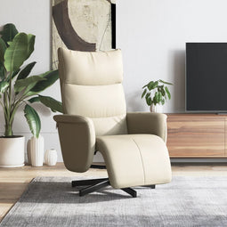 Fauteuil verstelbaar met voetensteun kunstleer crmekleurig