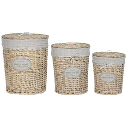 Wasmand Home ESPRIT Crème vlechtwerk Shabby Chic 45 x 45 x 55 cm 3 Onderdelen