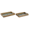 Set van trays Home ESPRIT Blauw Natuurlijk Mangohout 43,5 x 27 x 5,5 cm (2 Stuks)