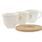 Set van koffiekopjes Home ESPRIT Wit Bamboe Porselein 90 ml