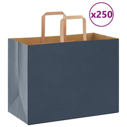 Papieren kraftzakken 250 st met hengsels 32x17x25 cm blauw