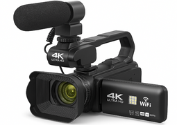 4K Videokamera Camcorder 64MP 60FPS 18X Digital Zoom Auto Focus Vlogging Camera for YouTube, 4.0" Touch Screen HD WiFi Videokamera mit 4500mAh Battery, 64G SD-Karte, Stabilizer, Microphone and Remote