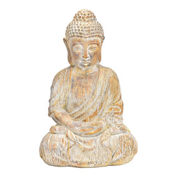Buddha uit Magnesia antiek goud (B/H/D) 28x47x20cm