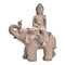 Buddha op olifant van antiek bruin magnesium (B/H/D) 38x46x20cm