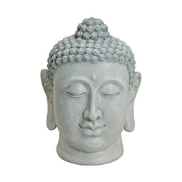 Buddha hoofd in grijs van magnesia, B33 x H48 cm