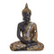 Boeddha in zwart/goud van poly, B21 x D12 x H27 cm.