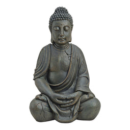 Boeddha zittend in bruin van poly, 32x52x25 cm