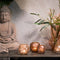 Buddha in antiek bruin magnesia (B/H/D) 32x24x47cm