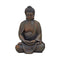 Boeddha zittend in bruin van poly, 30 cm.
