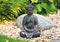 Boeddha zittend in bruin van poly, 30 cm.