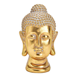 Buddha hoofd van poly, goud (B/H/D) 19x30x17cm