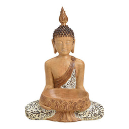 Buddha zittend van poly beige (B/H/D) 46x35x48cm