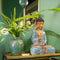 Buddha van poly, blauw/bruin/rood (B/H/D) 27x44x21cm