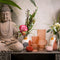Buddha in antiek bruin magnesia (B/H/D) 42x58x31cm