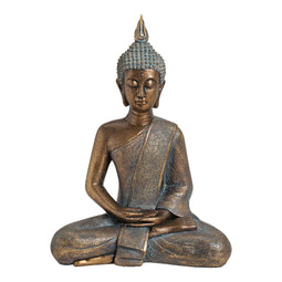 Buddha in goud van poly, B31 x D17 x H43 cm